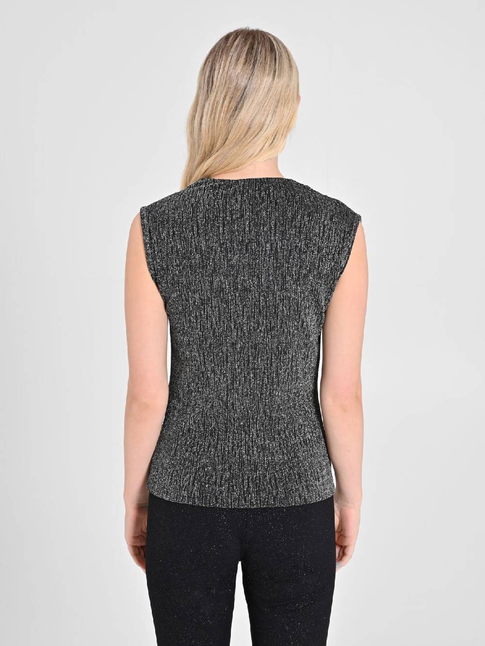 Rinascimento Top Nero & Argento Lurex Offerta speciale della fabbrica