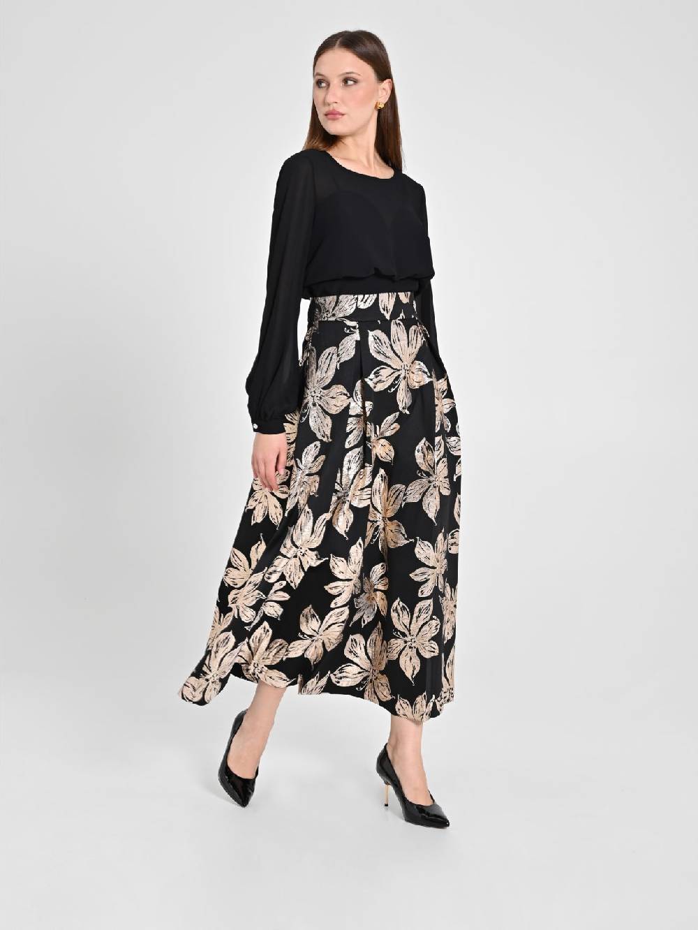 Rinascimento Gonna Fiori Dorati Jacquard Promozione