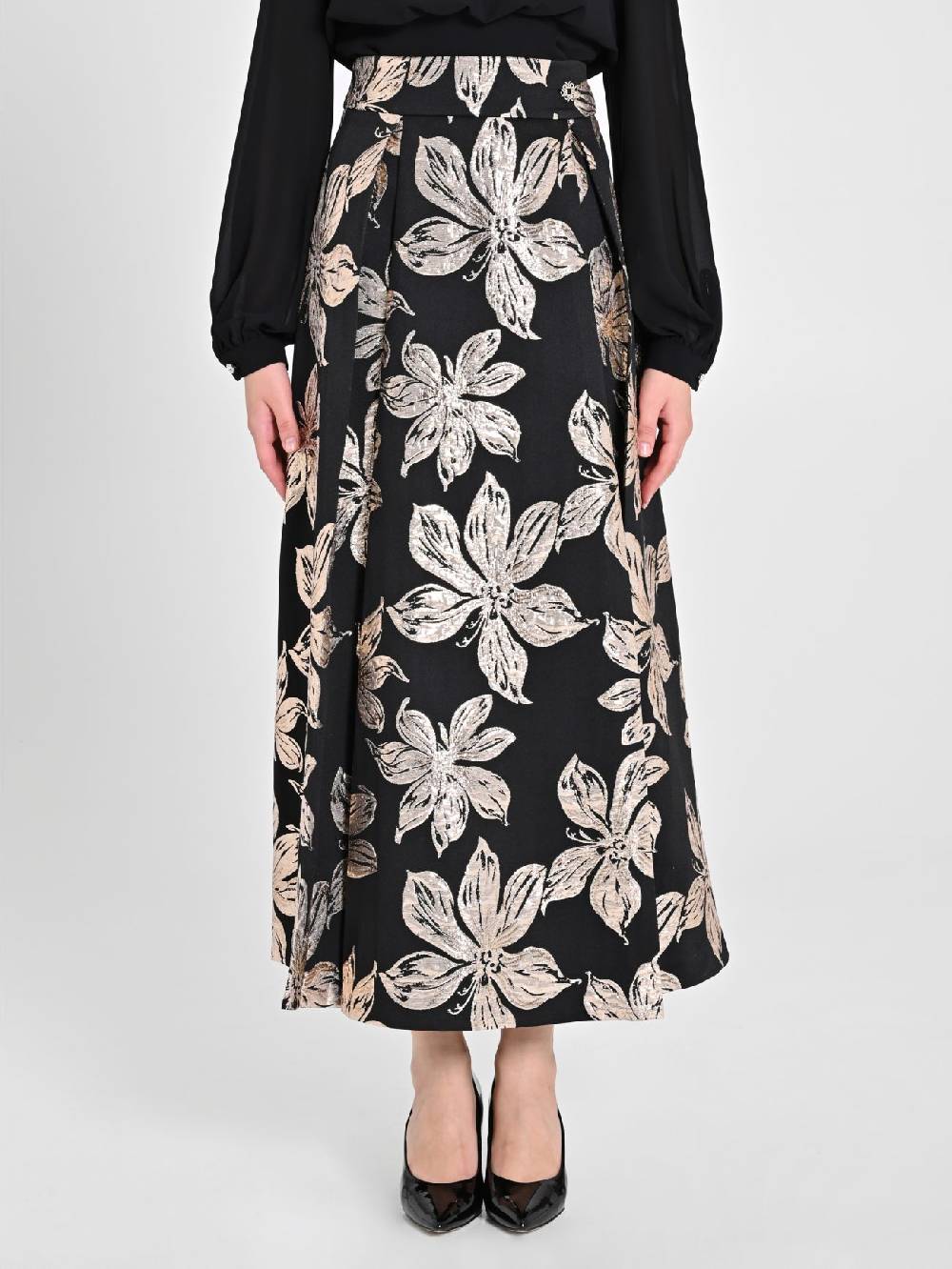 Rinascimento Gonna Fiori Dorati Jacquard Promozione
