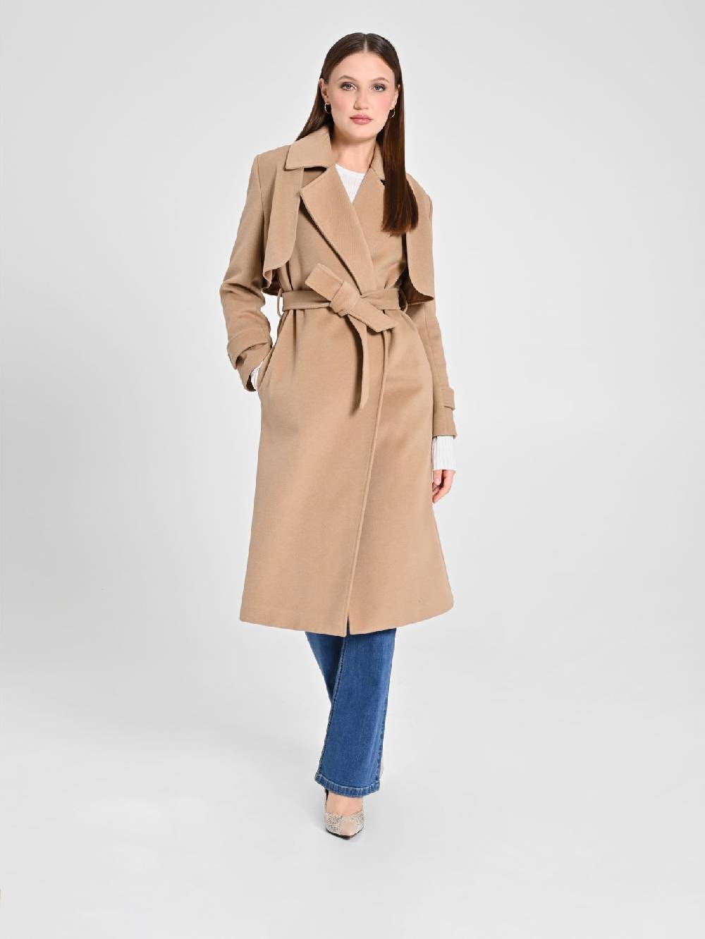 Rinascimento Cappotto Trasformabile Tre-In-Uno color Cammello Spedizione Gratuita