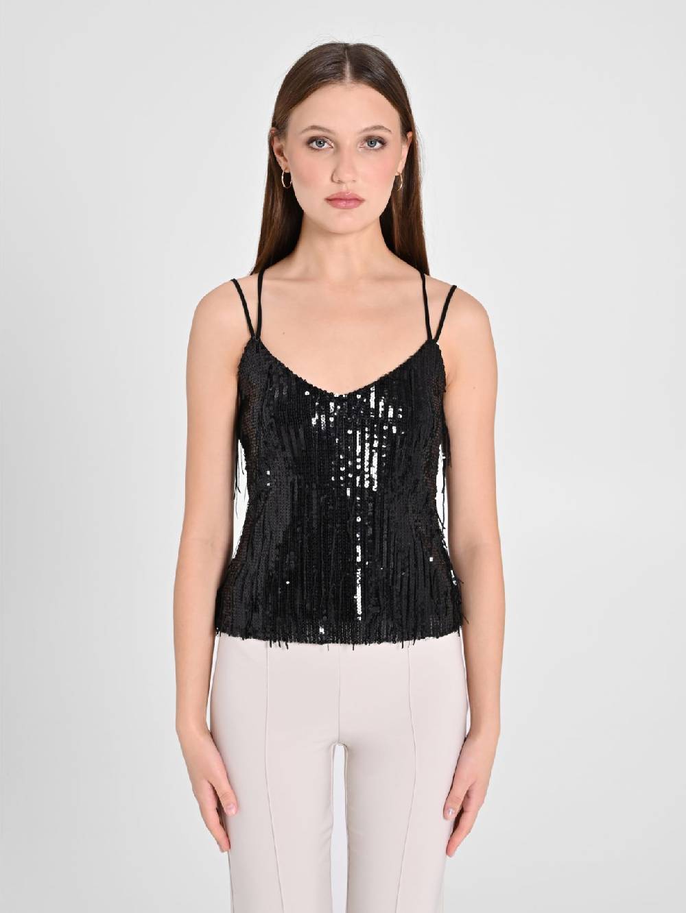 Rinascimento Top Paillettes Frange Soddisfazione Garantita