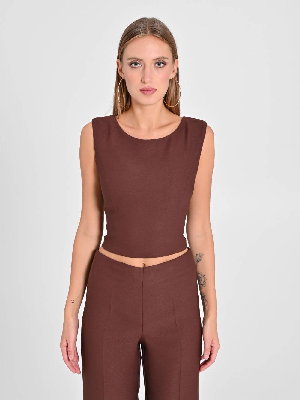 Rinascimento Top in in Envers Satin Marrone Qualità Garantita
