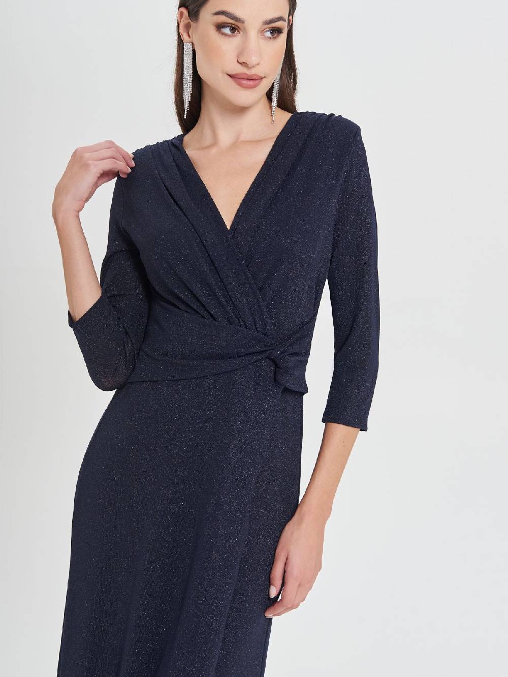 Rinascimento Abito Lungo Blu Lurex Consegna Veloce