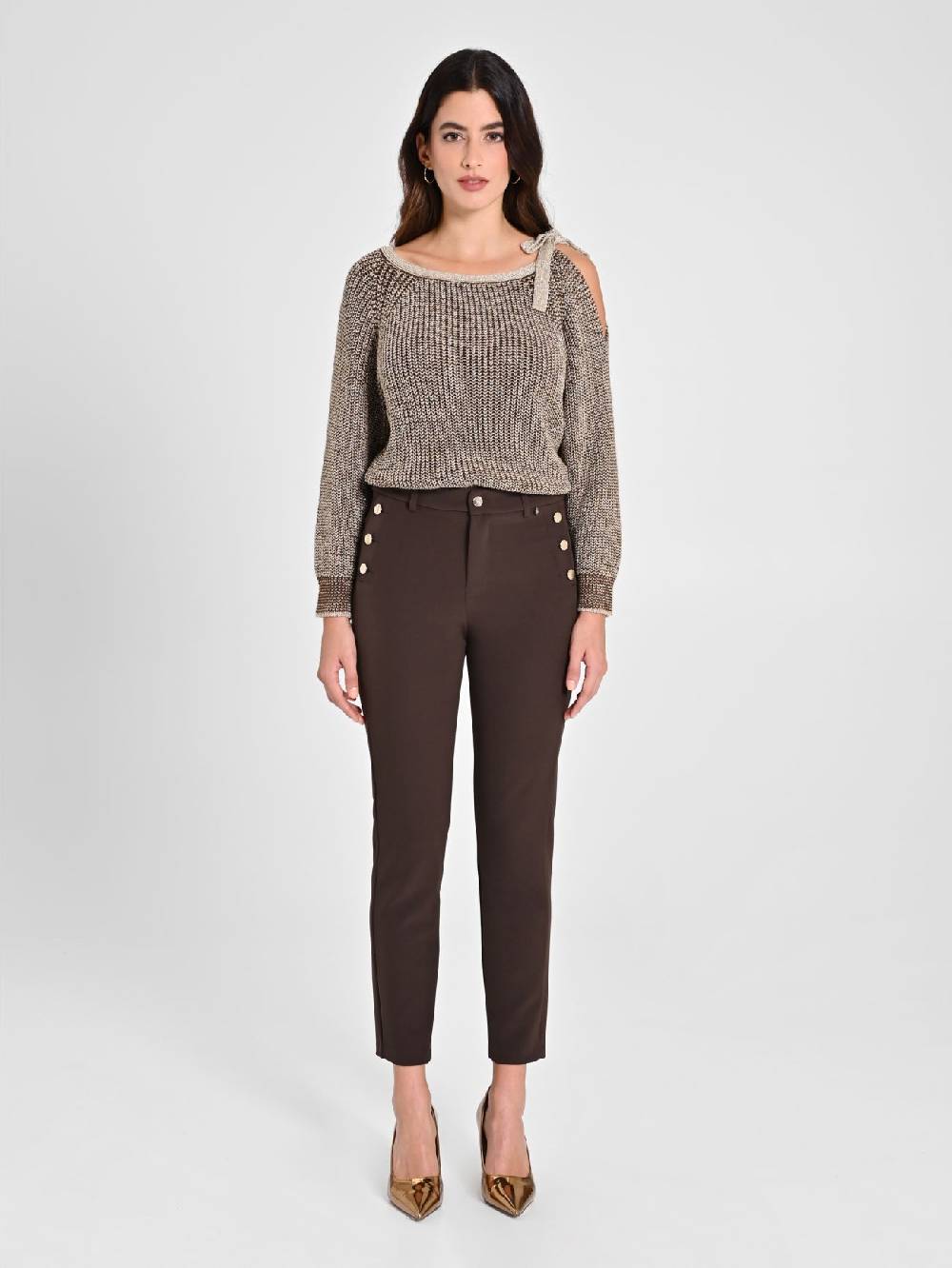 Rinascimento Pantaloni Skinny Marroni Prezzo Ridotto