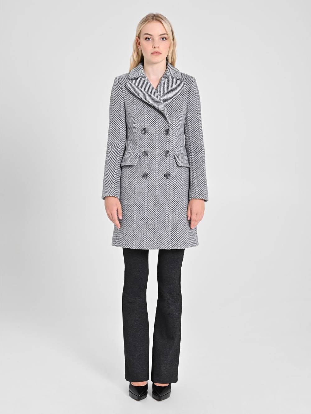 Rinascimento Cappotto Grigio Spinato Sconto
