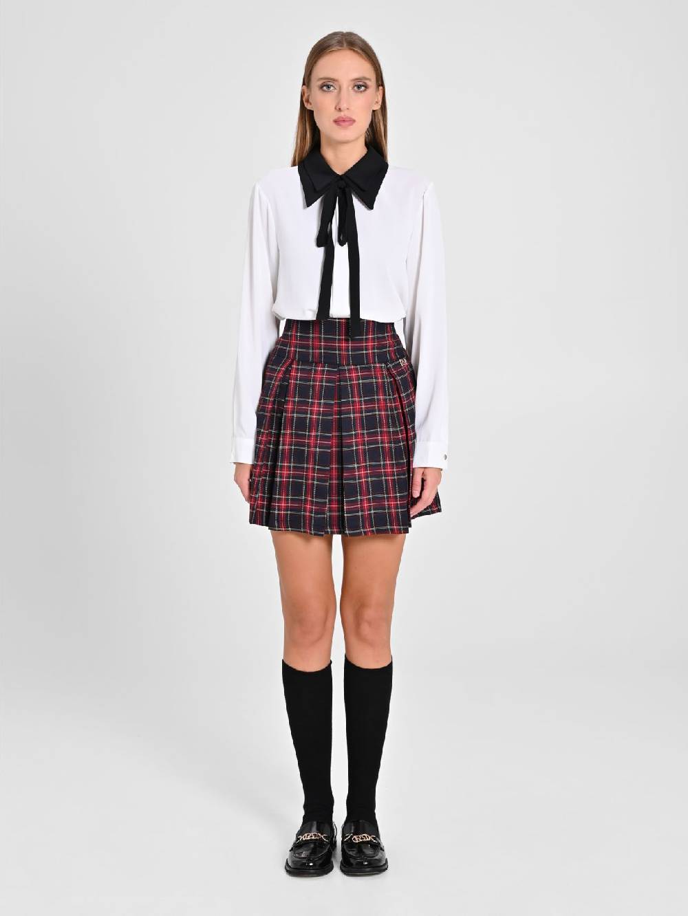 Rinascimento Blusa Bicolor con Cravattino Vendita Calda