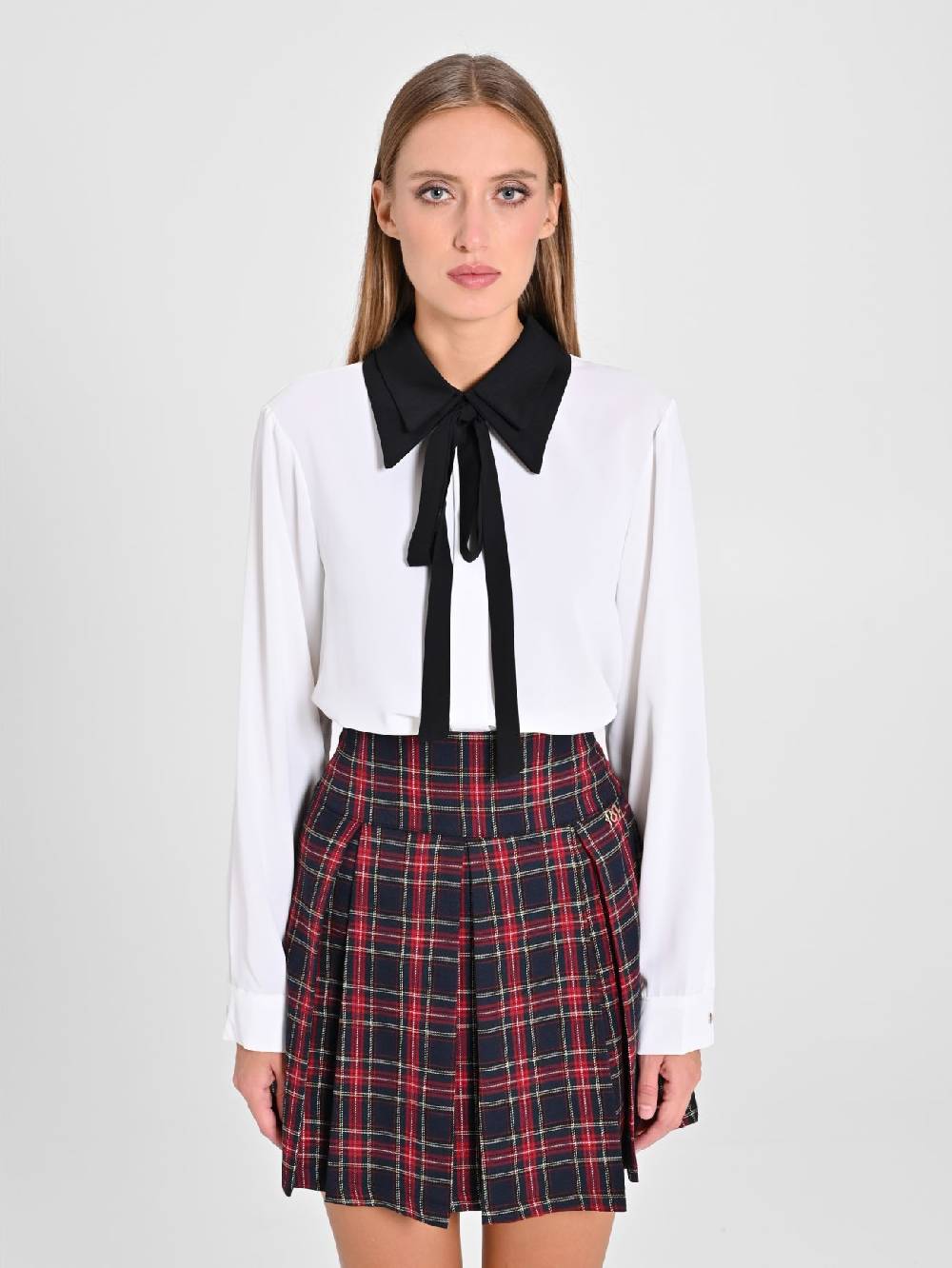 Rinascimento Blusa Bicolor con Cravattino Vendita Calda