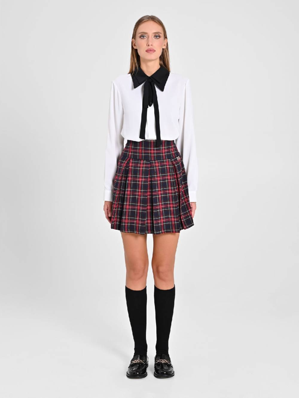 Rinascimento Minigonna in Tartan Blu Vendita Economica