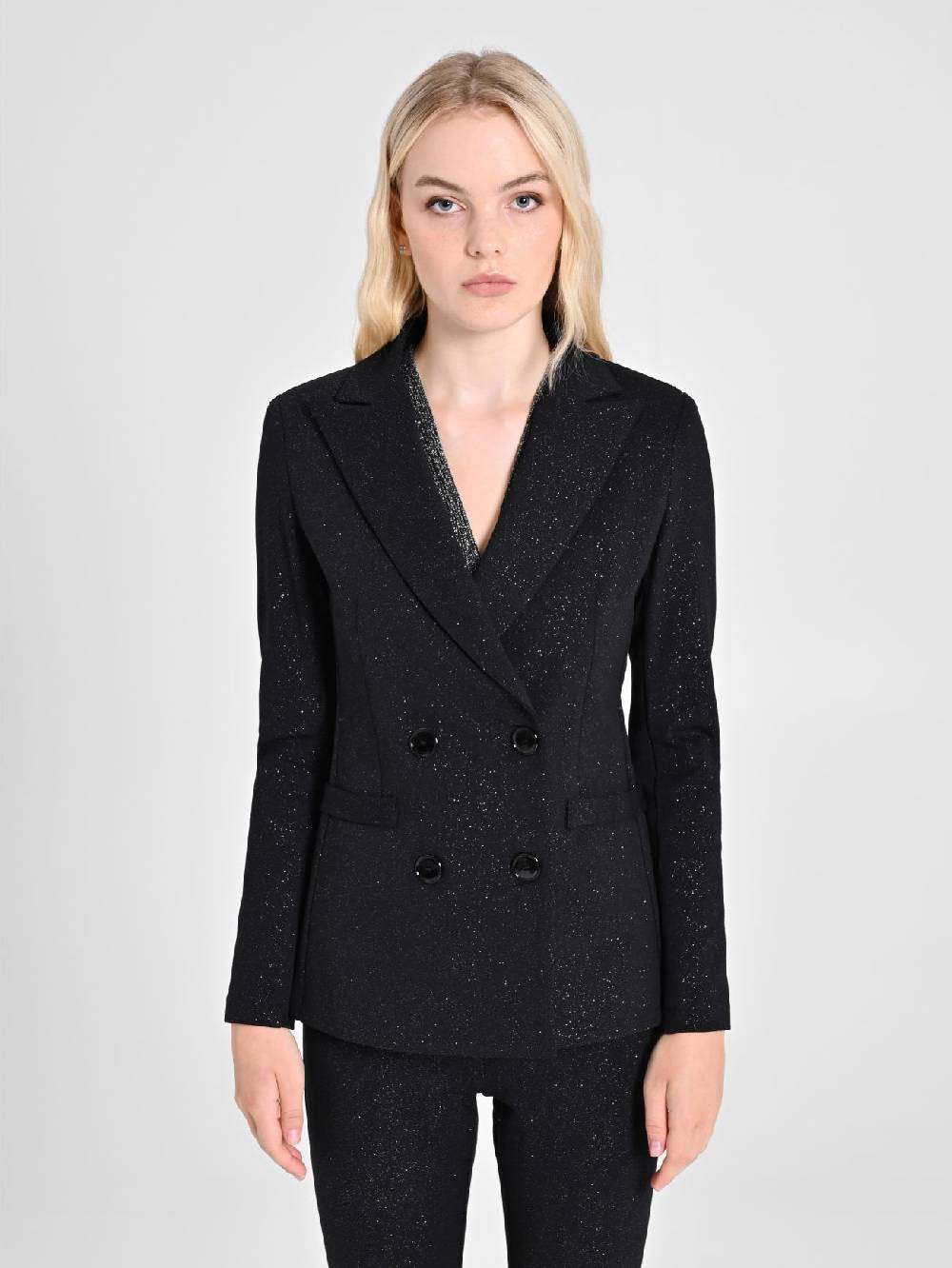 Rinascimento Giacca Glitter Nera Saldi Di Fabbrica
