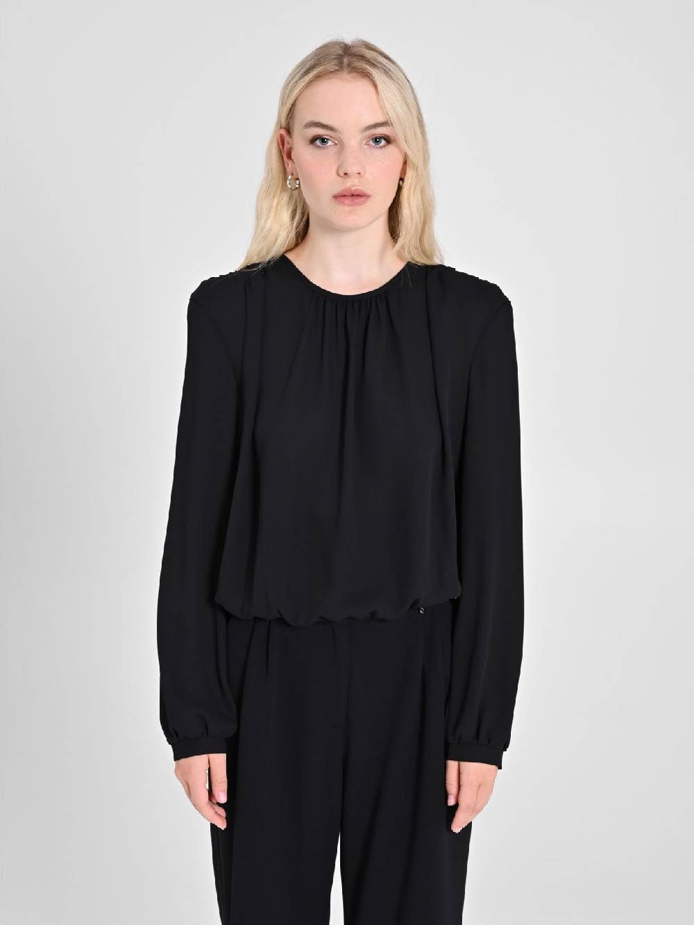 Rinascimento Blusa in Georgette Nera Vendite Flash