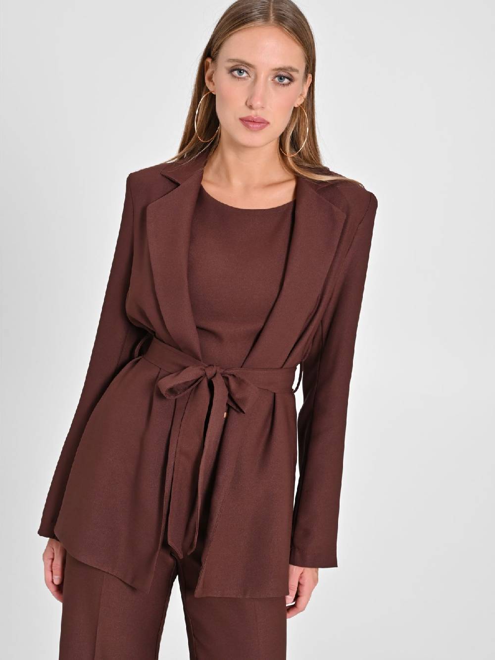 Rinascimento Giacca Vestaglia in Envers Satin Marrone In Saldo
