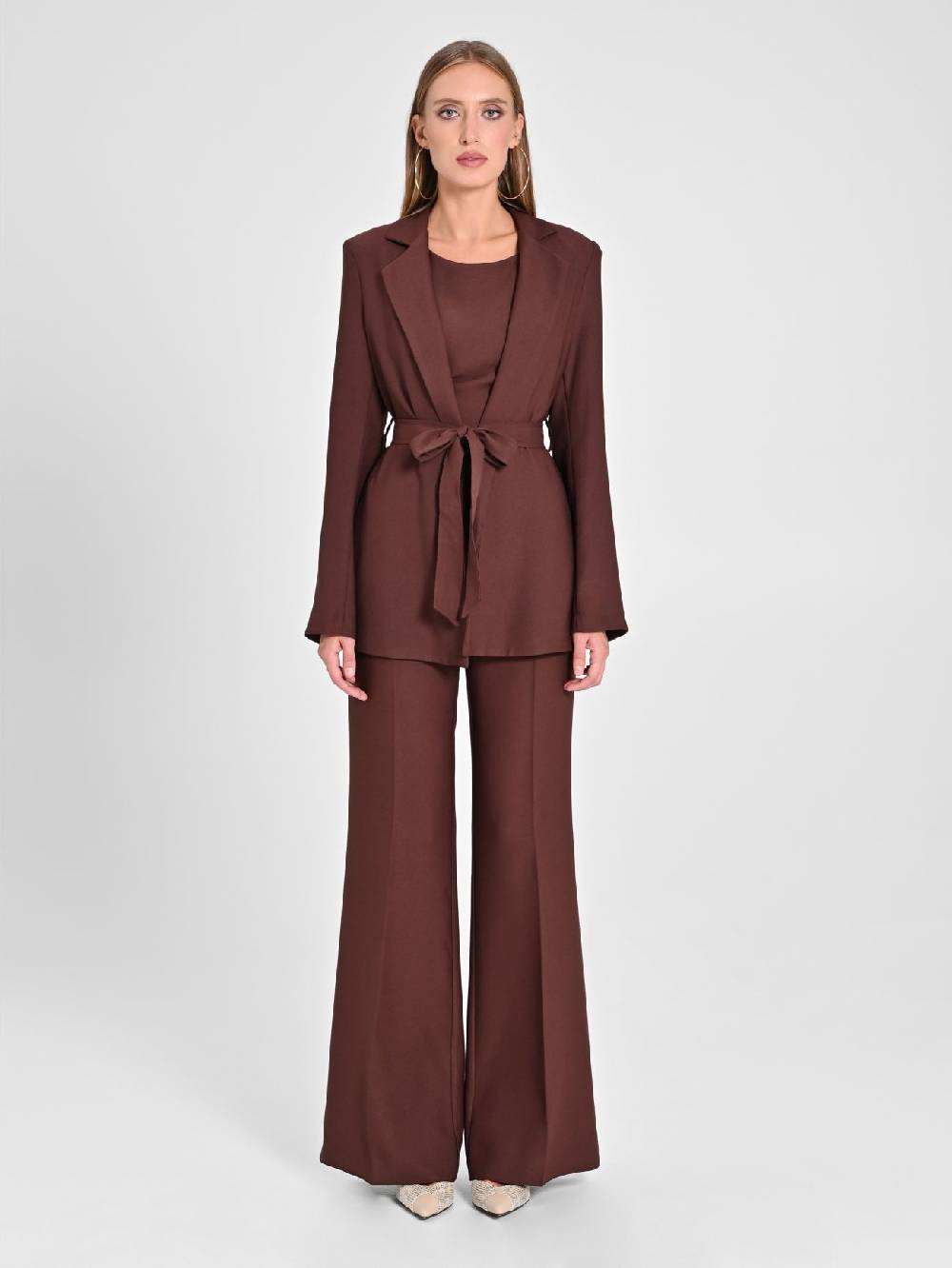 Rinascimento Giacca Vestaglia in Envers Satin Marrone In Saldo