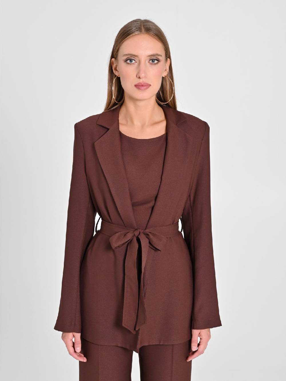 Rinascimento Giacca Vestaglia in Envers Satin Marrone In Saldo