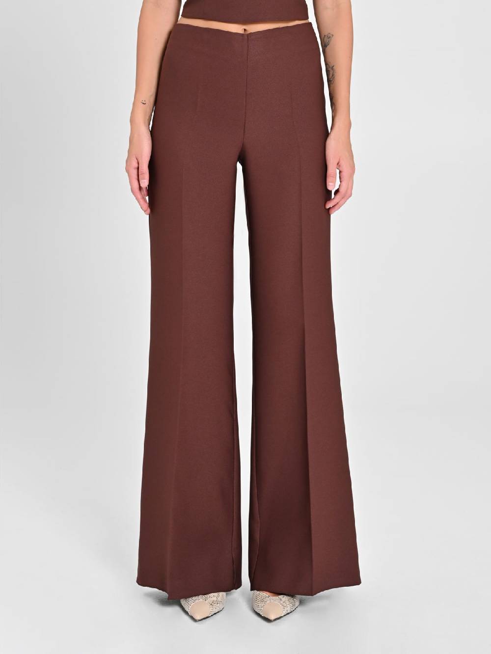 Rinascimento Pantaloni in Envers Satin Marrone Nuova
