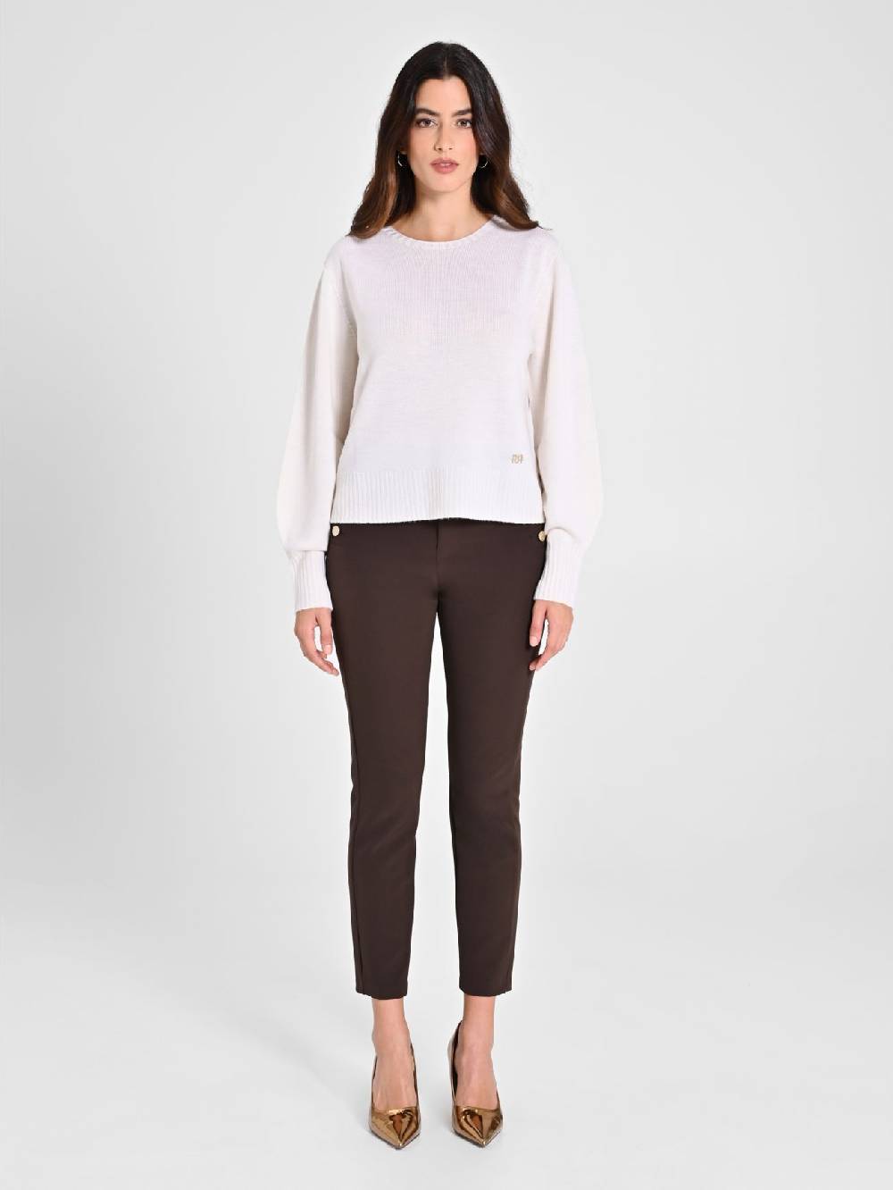 Rinascimento Maglioncino Lana Merino Extrafine Bianco Moda
