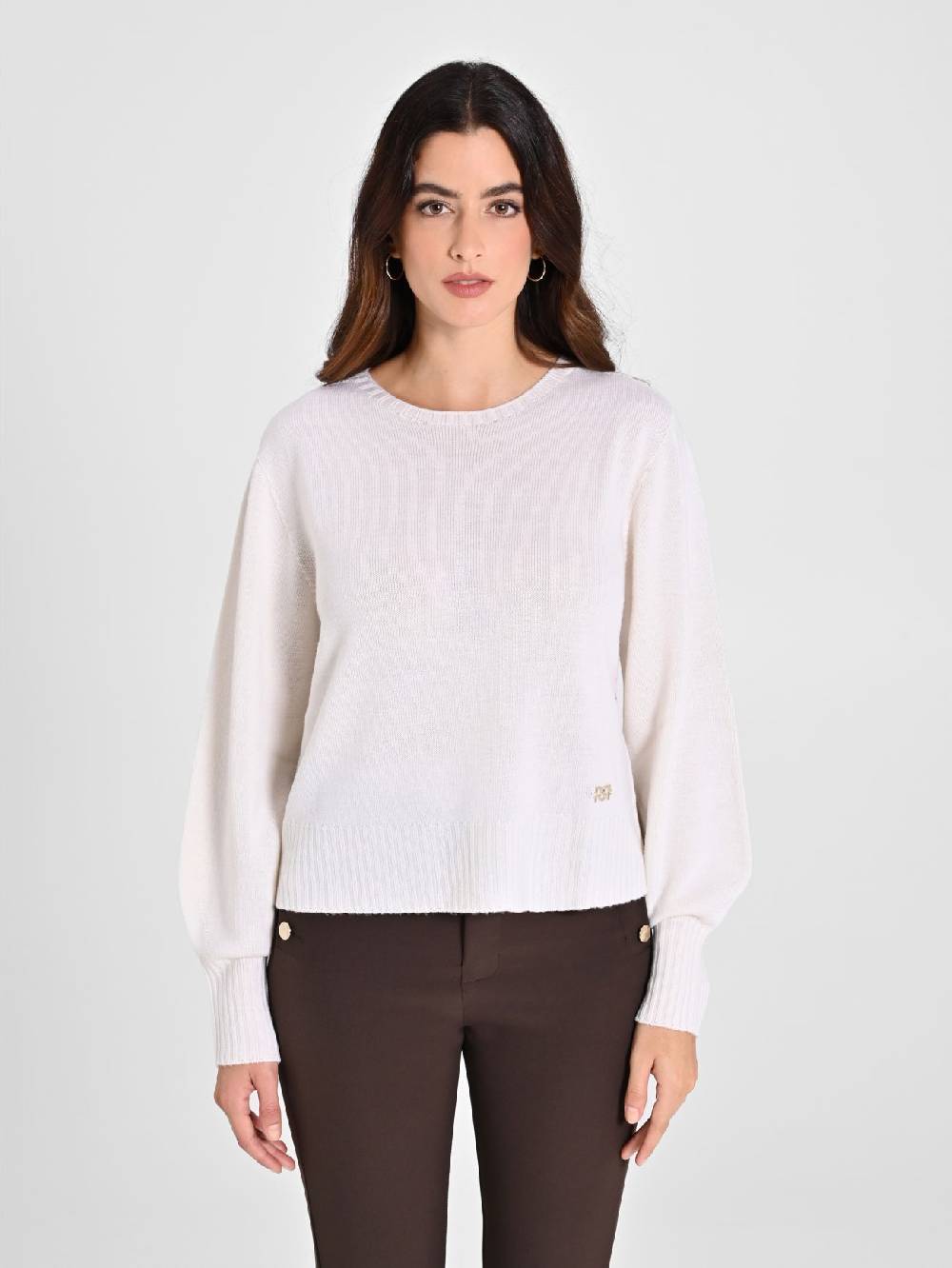 Rinascimento Maglioncino Lana Merino Extrafine Bianco Moda