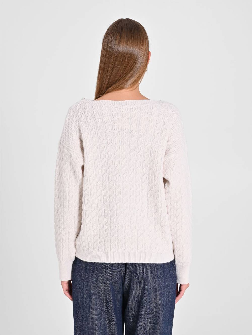 Rinascimento Maglione Bianco scollo Perle Prezzo di fabbrica