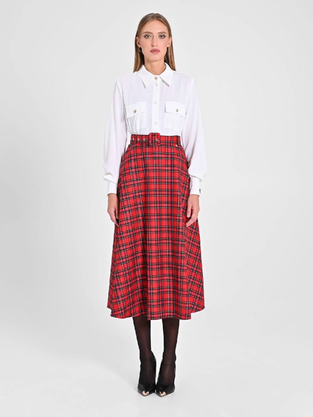 Rinascimento Gonna Midi in Tartan Offerta speciale