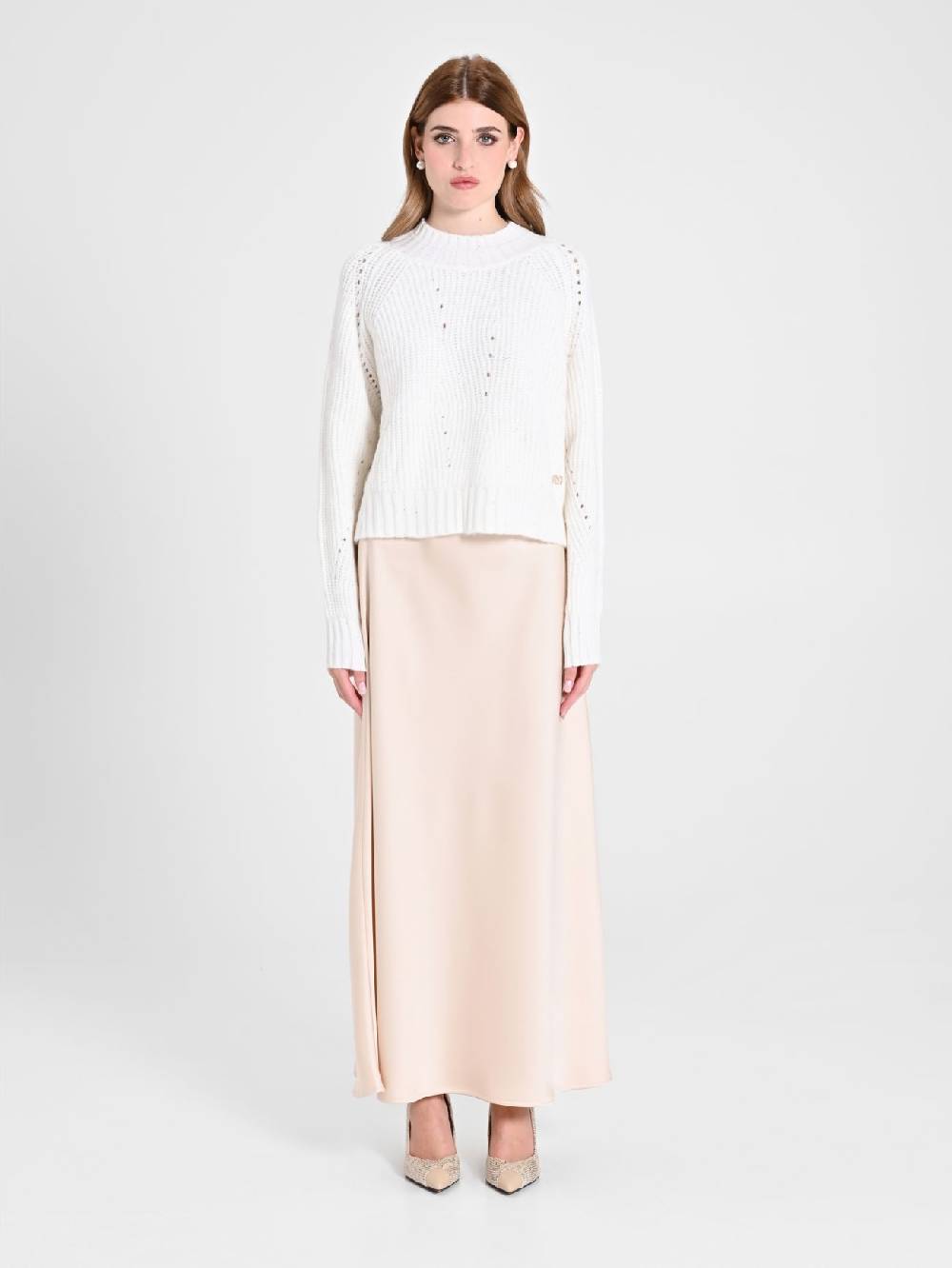Rinascimento Maglia Bianca treccia Paillettes Vendita calda