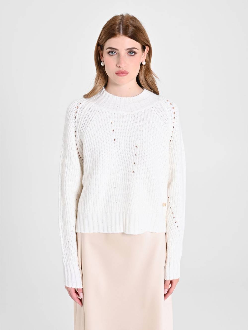 Rinascimento Maglia Bianca treccia Paillettes Vendita calda