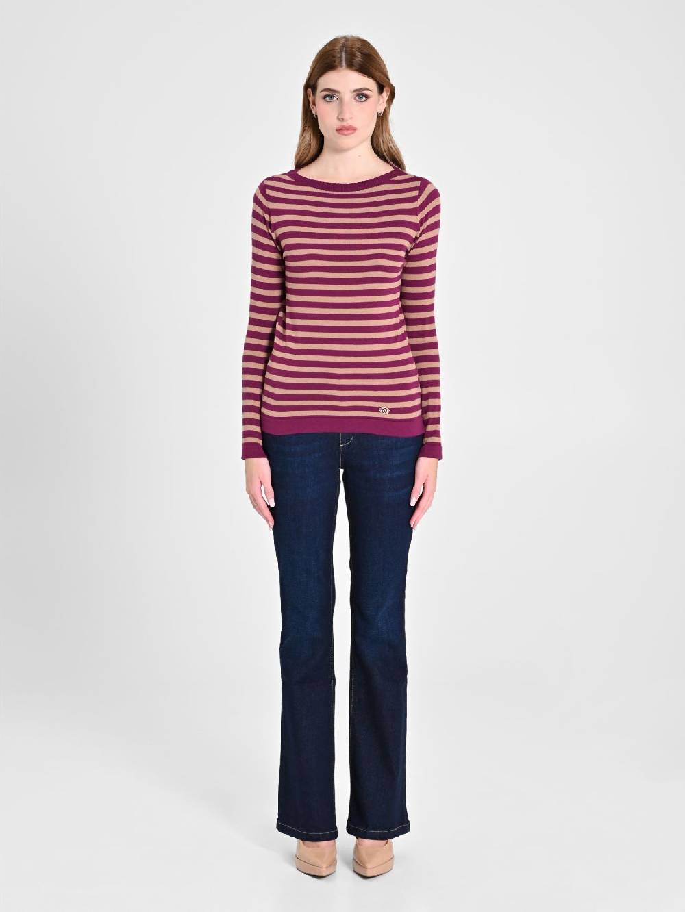 Rinascimento Maglioncino a Righe Beige & Bordeaux Offerte stagionali