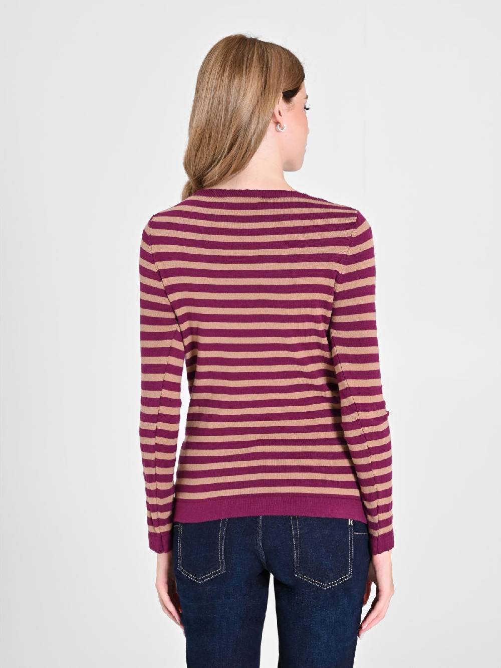 Rinascimento Maglioncino a Righe Beige & Bordeaux Offerte stagionali
