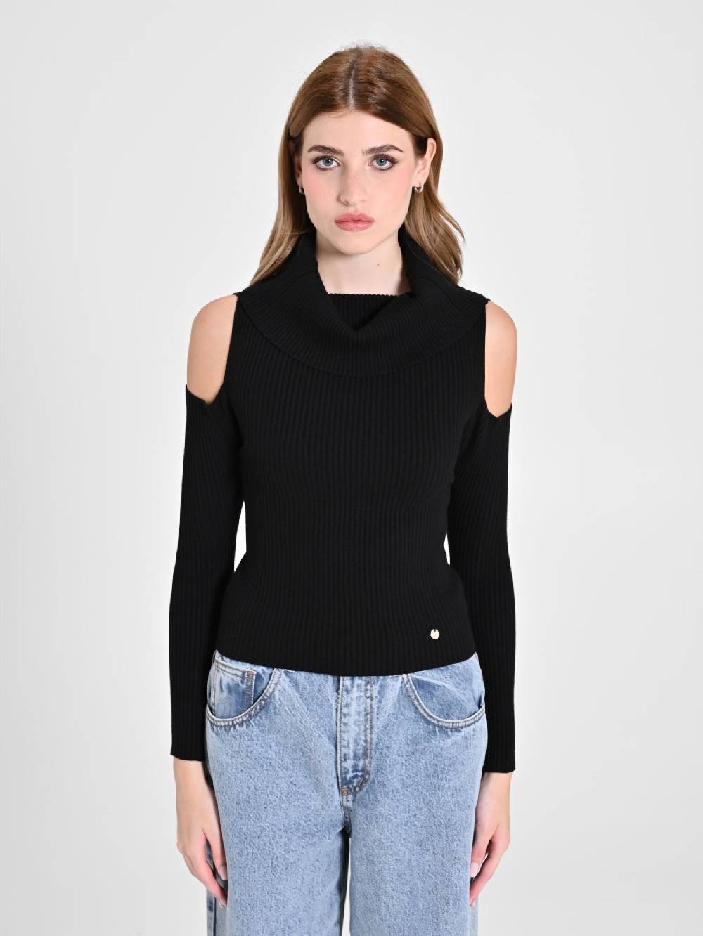 Rinascimento Maglioncino Cut-Out Nero Sconti VIP