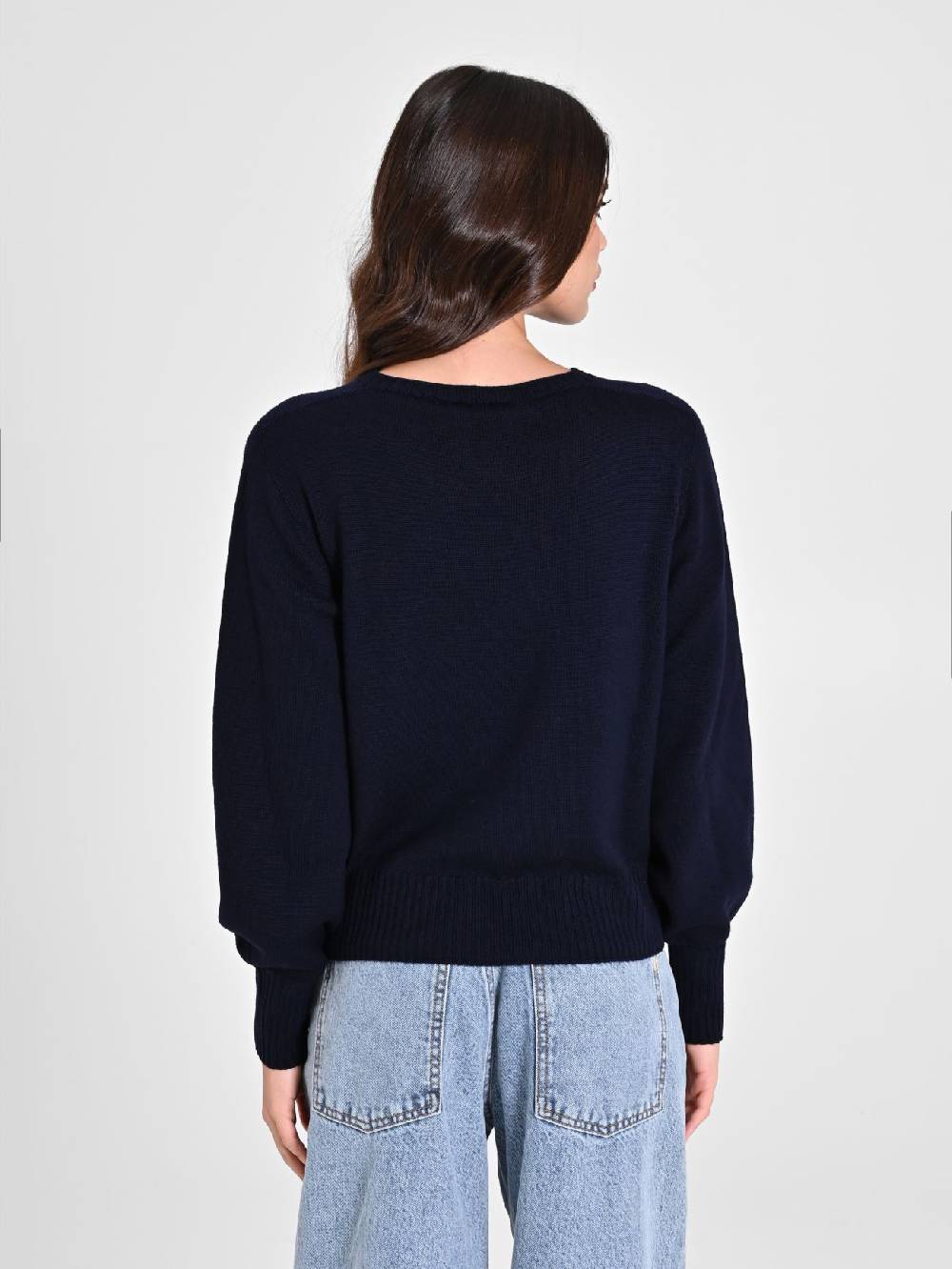 Rinascimento Maglioncino Lana Merino Extrafine Blu Donna Prezzo basso