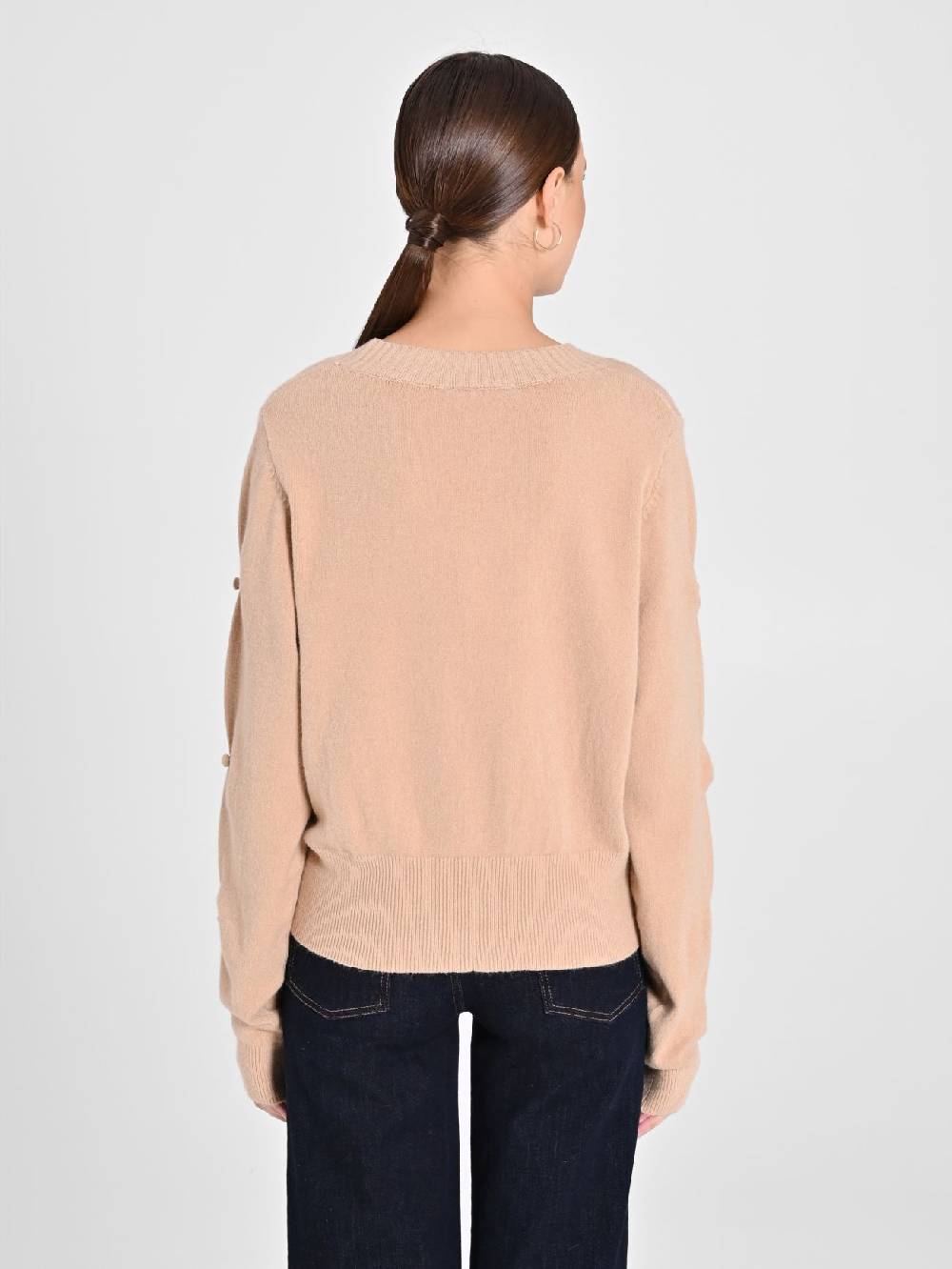 Rinascimento Maglione Cammello con Bottoni Ricoperti Fino al 50% di sconto