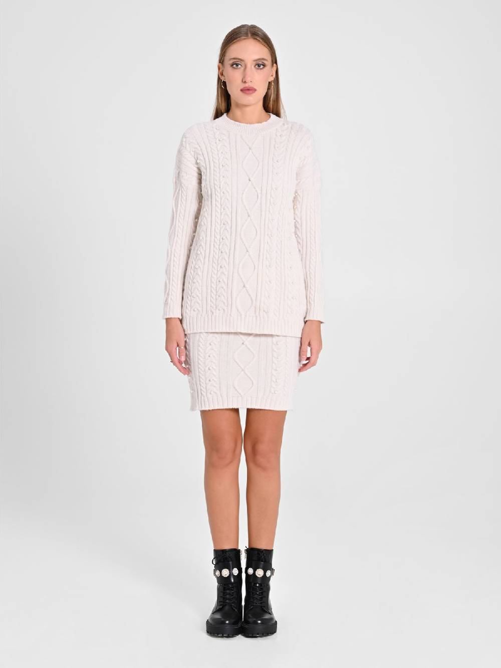 Rinascimento Maglione Bianco con Perle Fino al 65% di sconto
