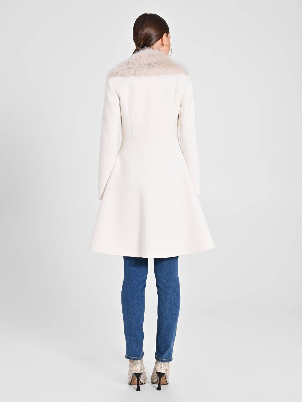 Rinascimento Cappotto Bianco con Collo effetto Pelliccia Offerta speciale della fabbrica
