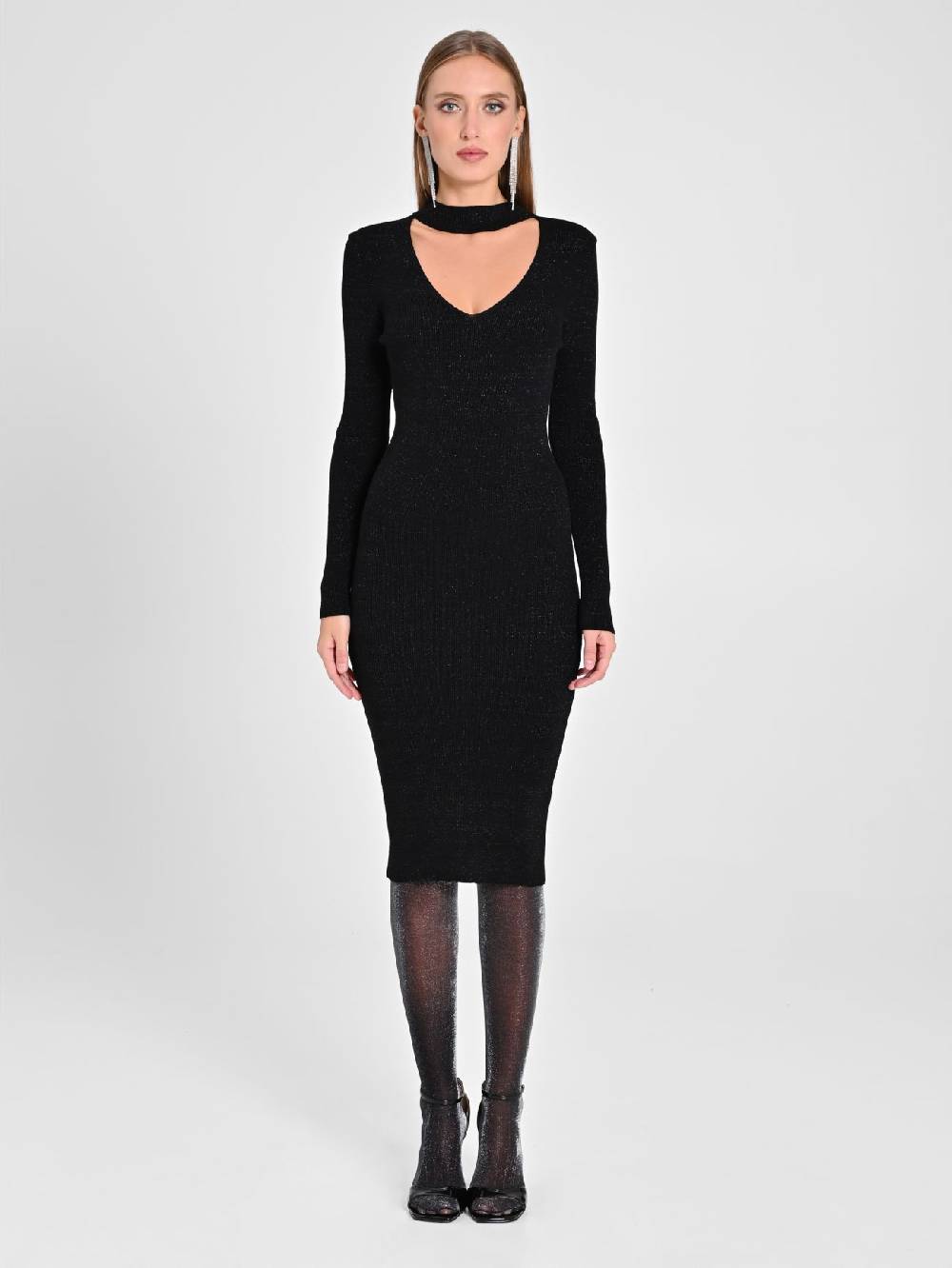 Rinascimento Abito Nero Lurex in Maglia Fino al 55% di sconto
