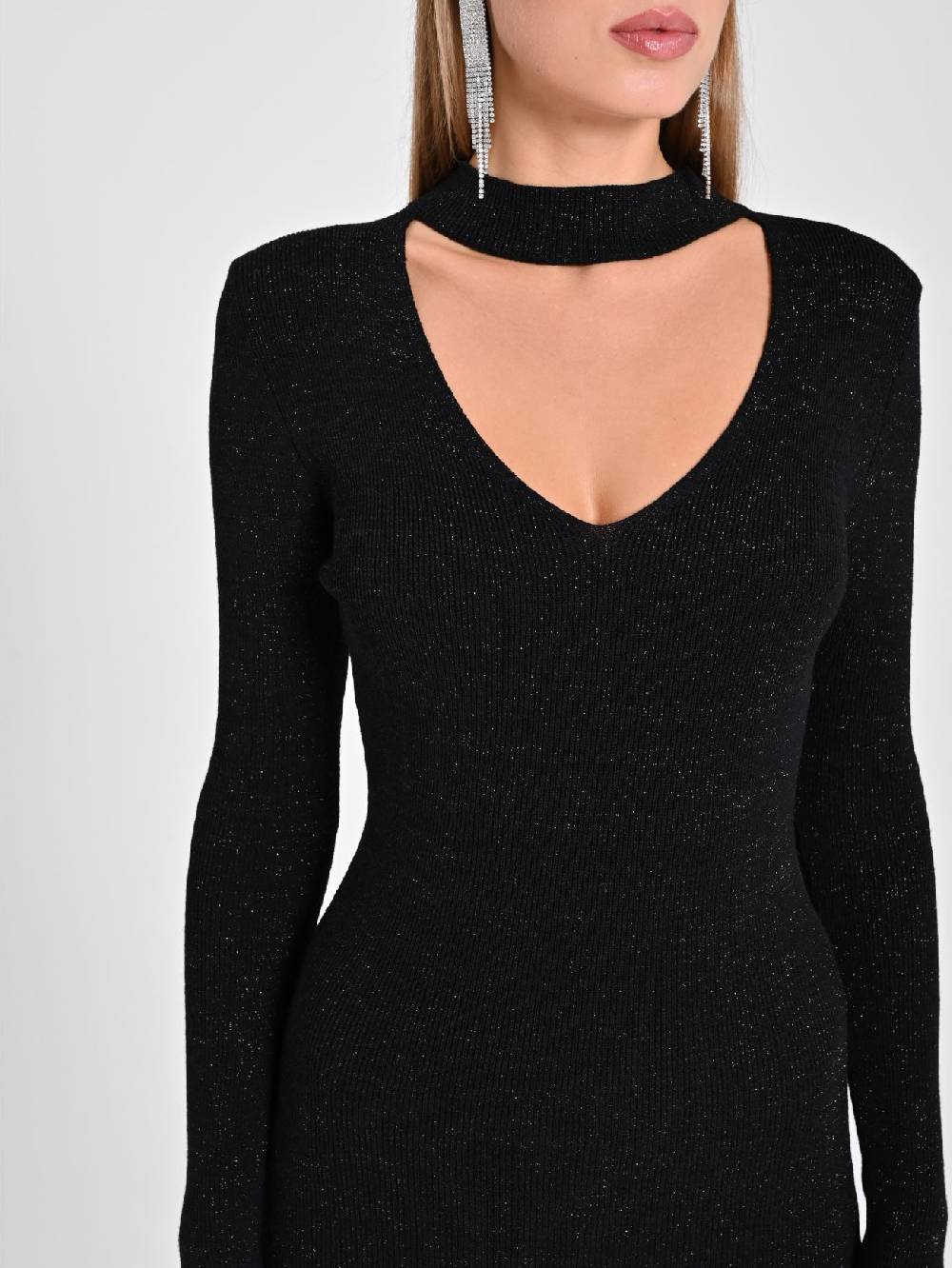 Rinascimento Abito Nero Lurex in Maglia Fino al 55% di sconto