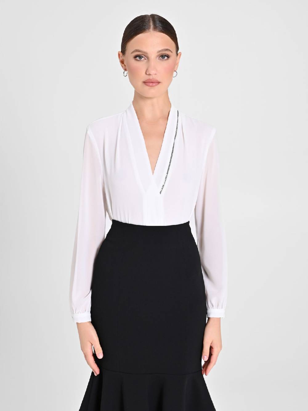 Rinascimento Blusa Bianca dettaglio Strass Black Friday Prezzi