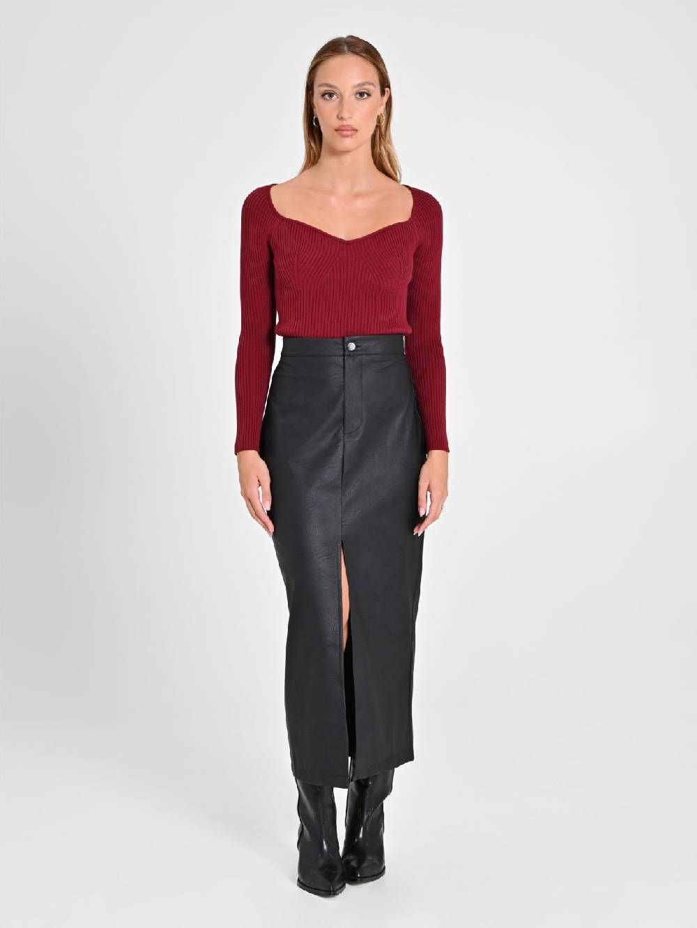 Rinascimento Maglia Bordeaux con Scollo a Cuore 50% di sconto per tempo limitato