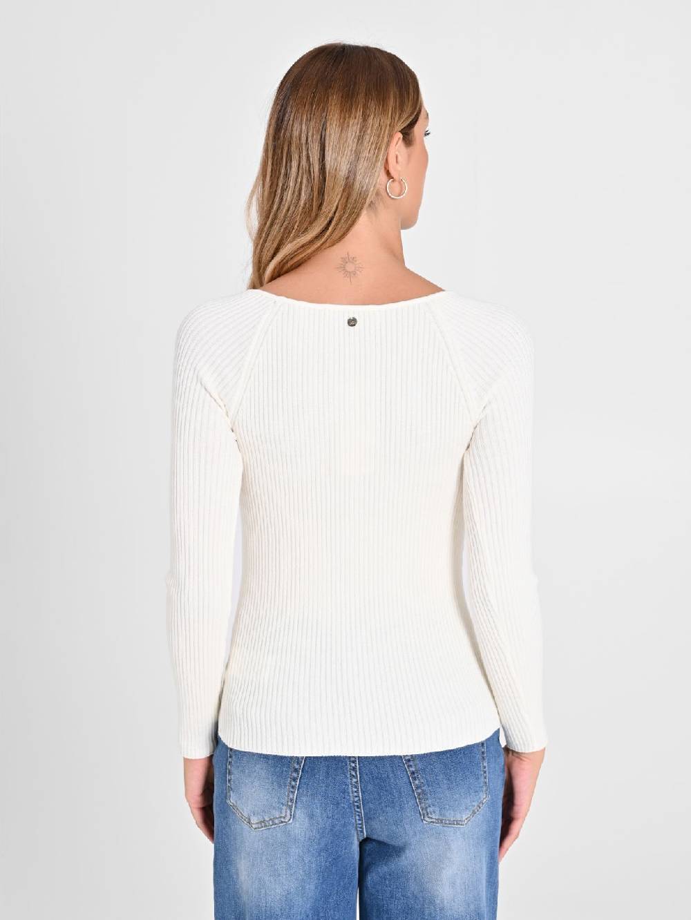 Rinascimento Maglia Bianca con Scollo a Cuore Sconti questo mese