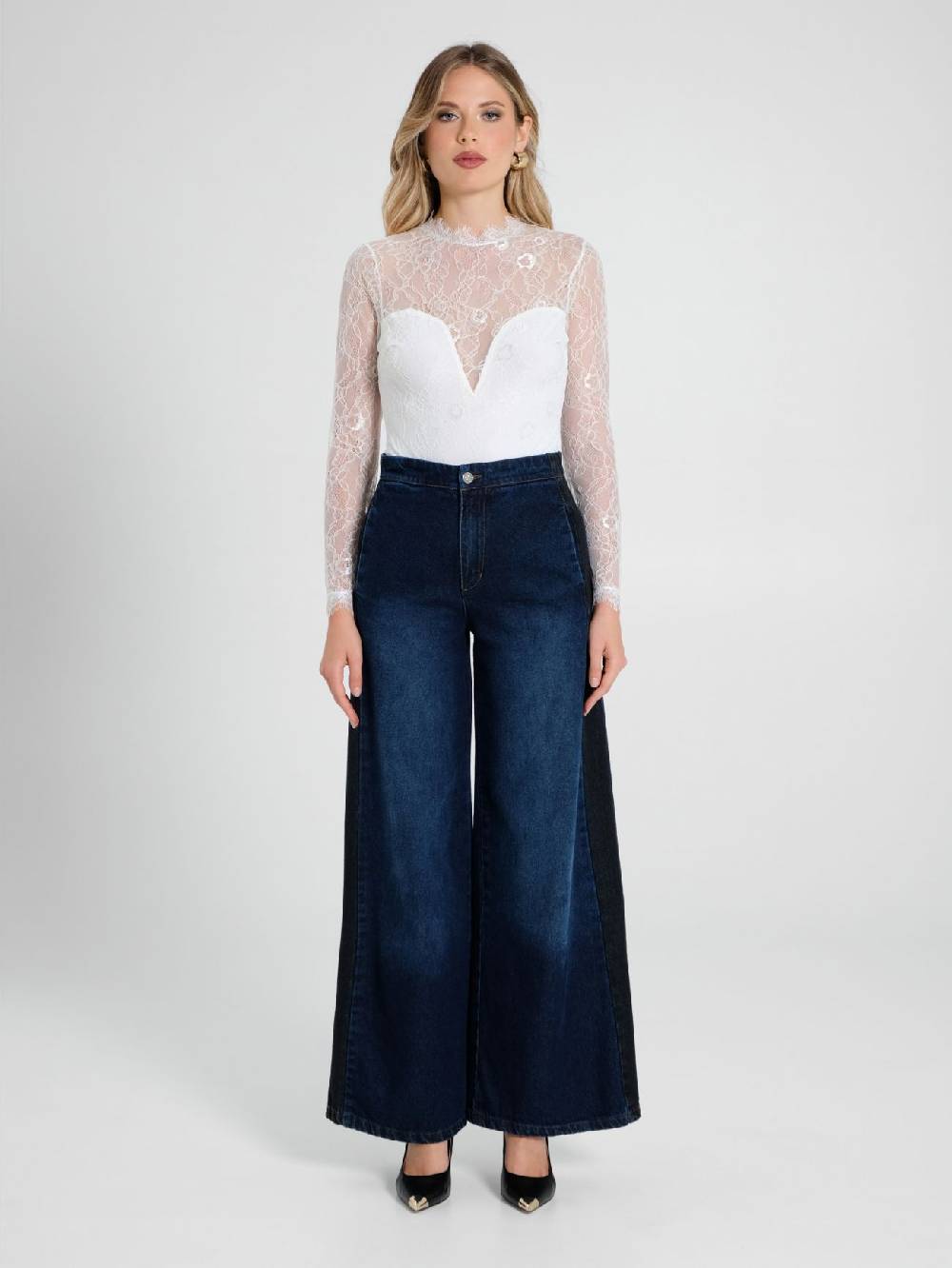 Rinascimento Blusa Body in Pizzo Spedizione Gratuita