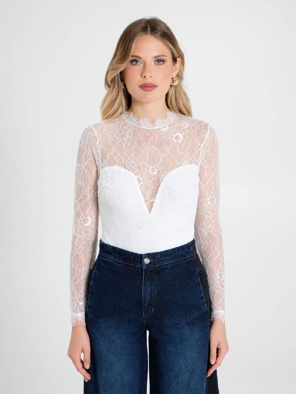 Rinascimento Blusa Body in Pizzo Spedizione Gratuita