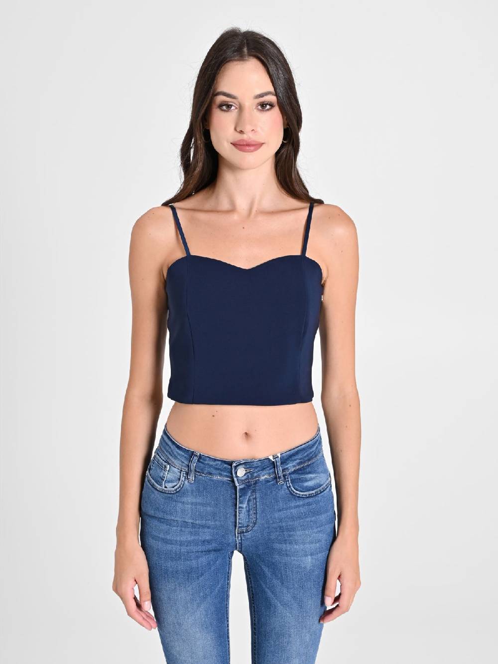 Rinascimento Crop Top Blu con Scollo a Cuore Soddisfazione Garantita