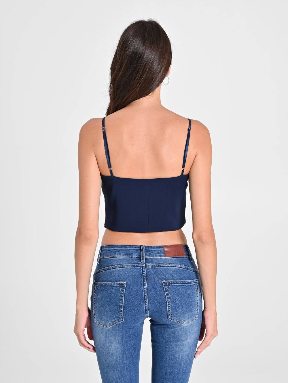 Rinascimento Crop Top Blu con Scollo a Cuore Soddisfazione Garantita