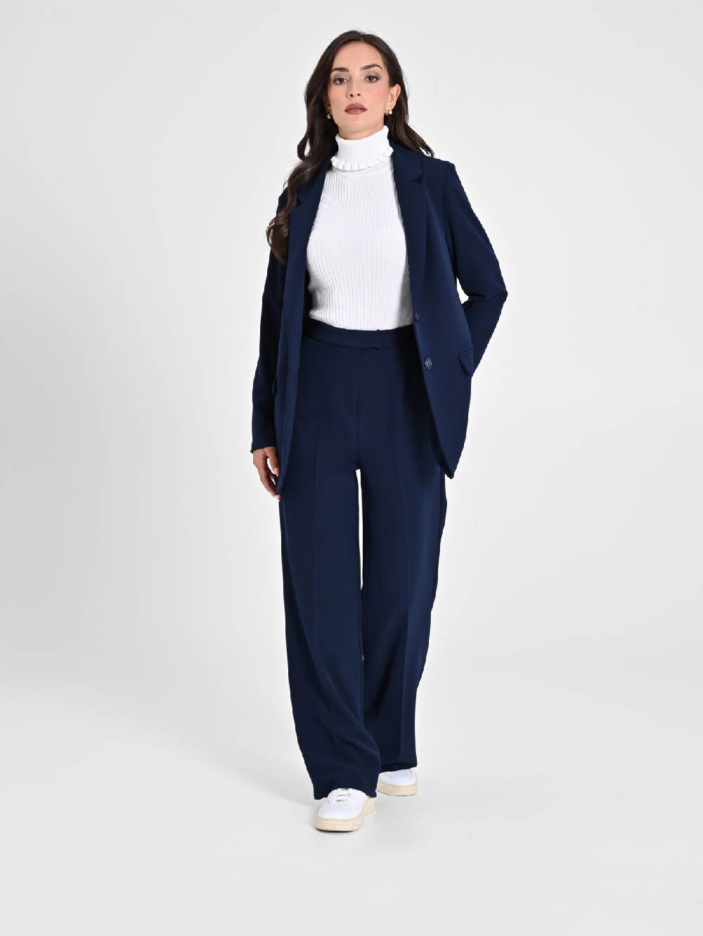 Rinascimento Pantalone Palazzo Blu in Crepe Offerta natalizia