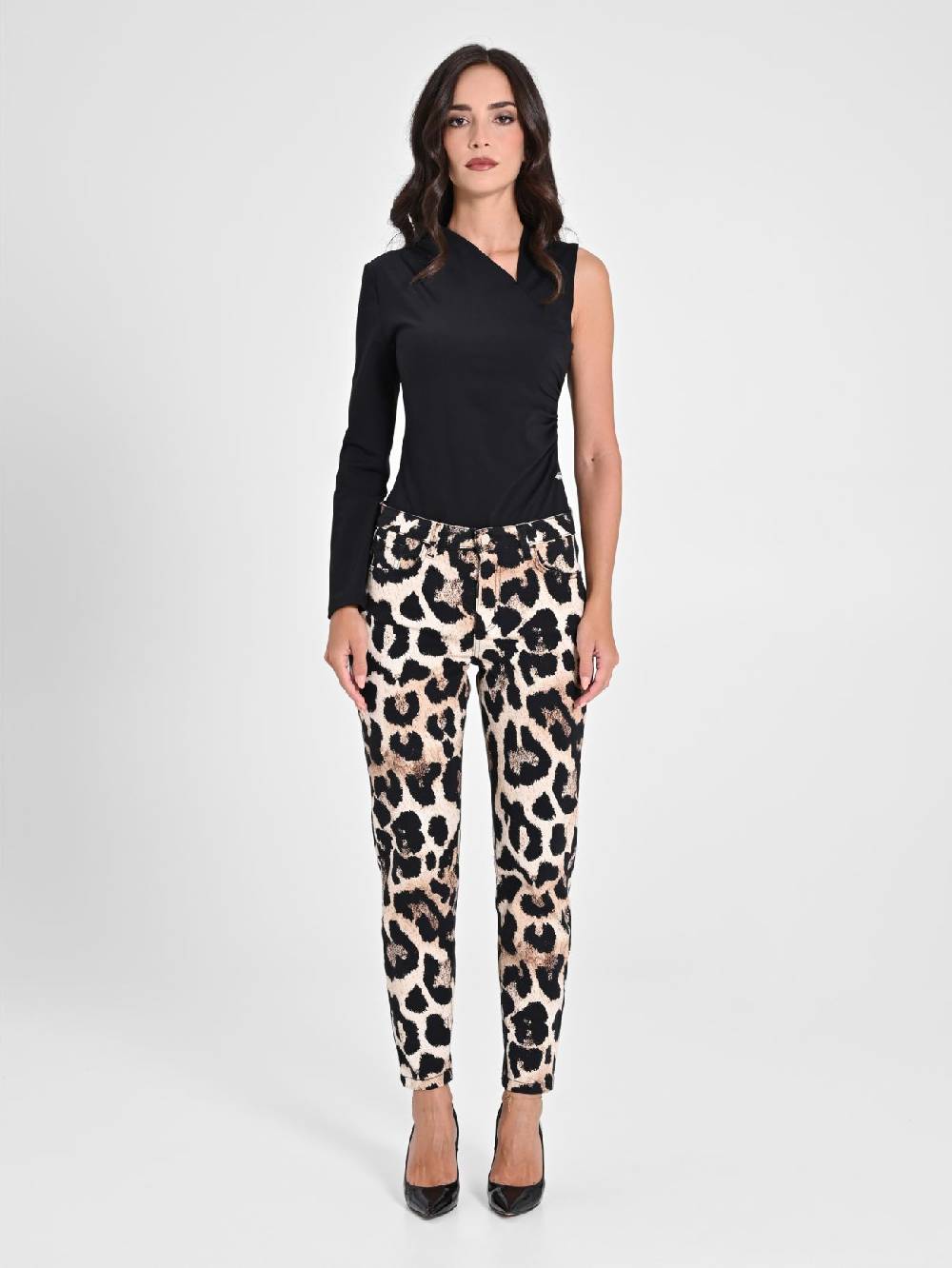 Rinascimento Pantaloni Denim Skinny Stampa Animalier Offerta Pasqua