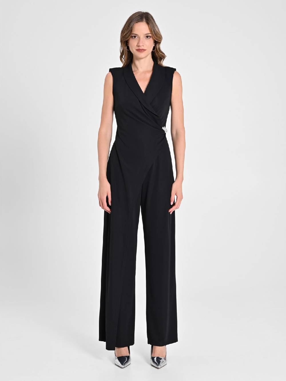Rinascimento Tuta Tuxedo in Tessuto Fluido Nero Online Outlet
