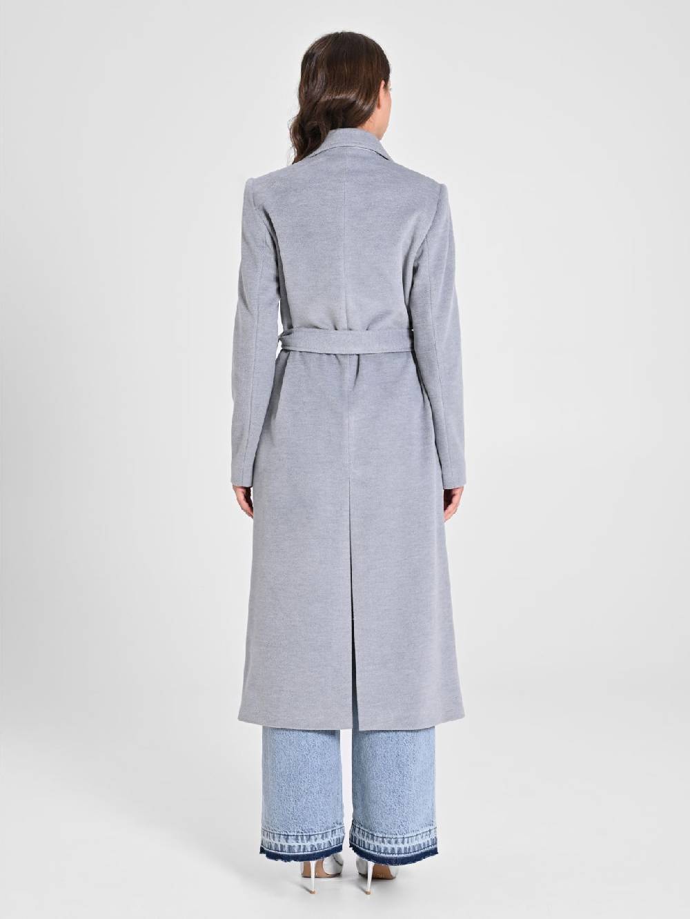 Rinascimento Maxi Cappotto Grigio con Cintura Fino al 50% di sconto