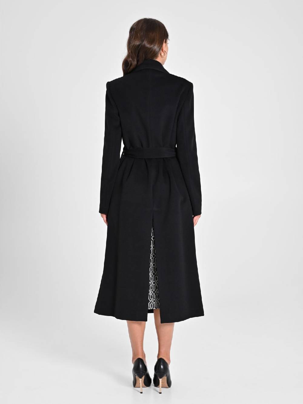 Rinascimento Maxi Cappotto Nero con Cintura Fino al 65% di sconto