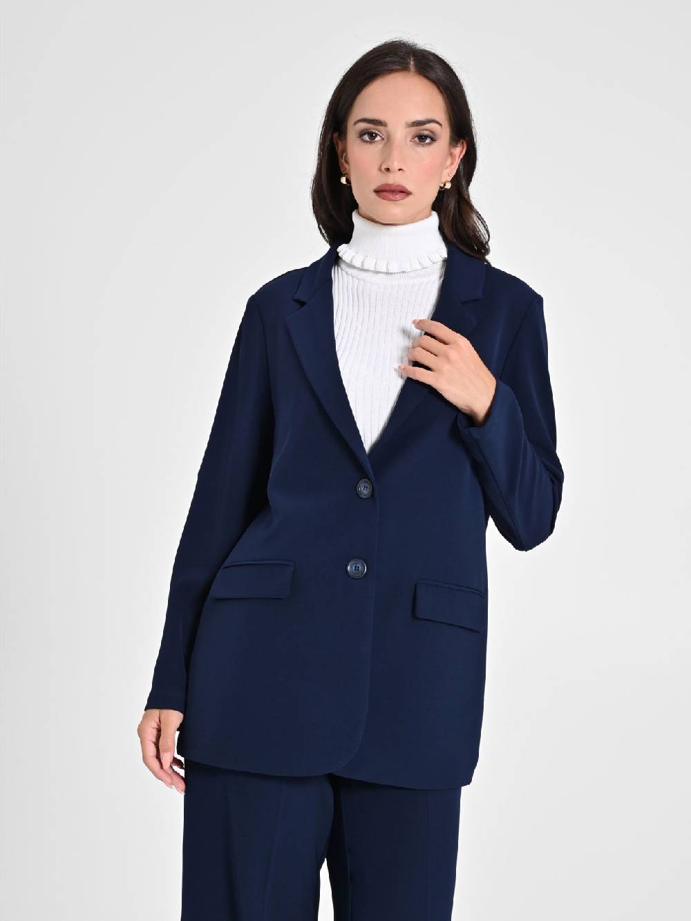 Rinascimento Giacca Blu in Crepe Super sconto