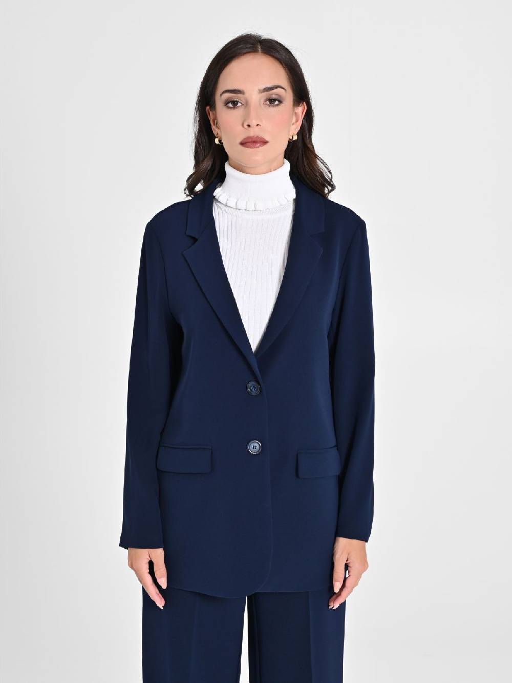 Rinascimento Giacca Blu in Crepe Super sconto