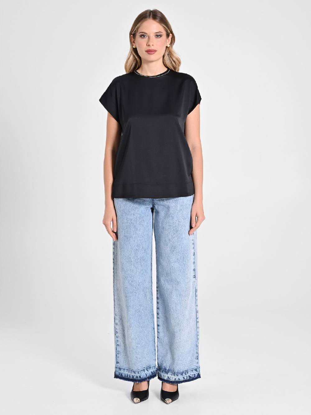 Rinascimento Blusa Envers Satin Nera Sconti questo mese
