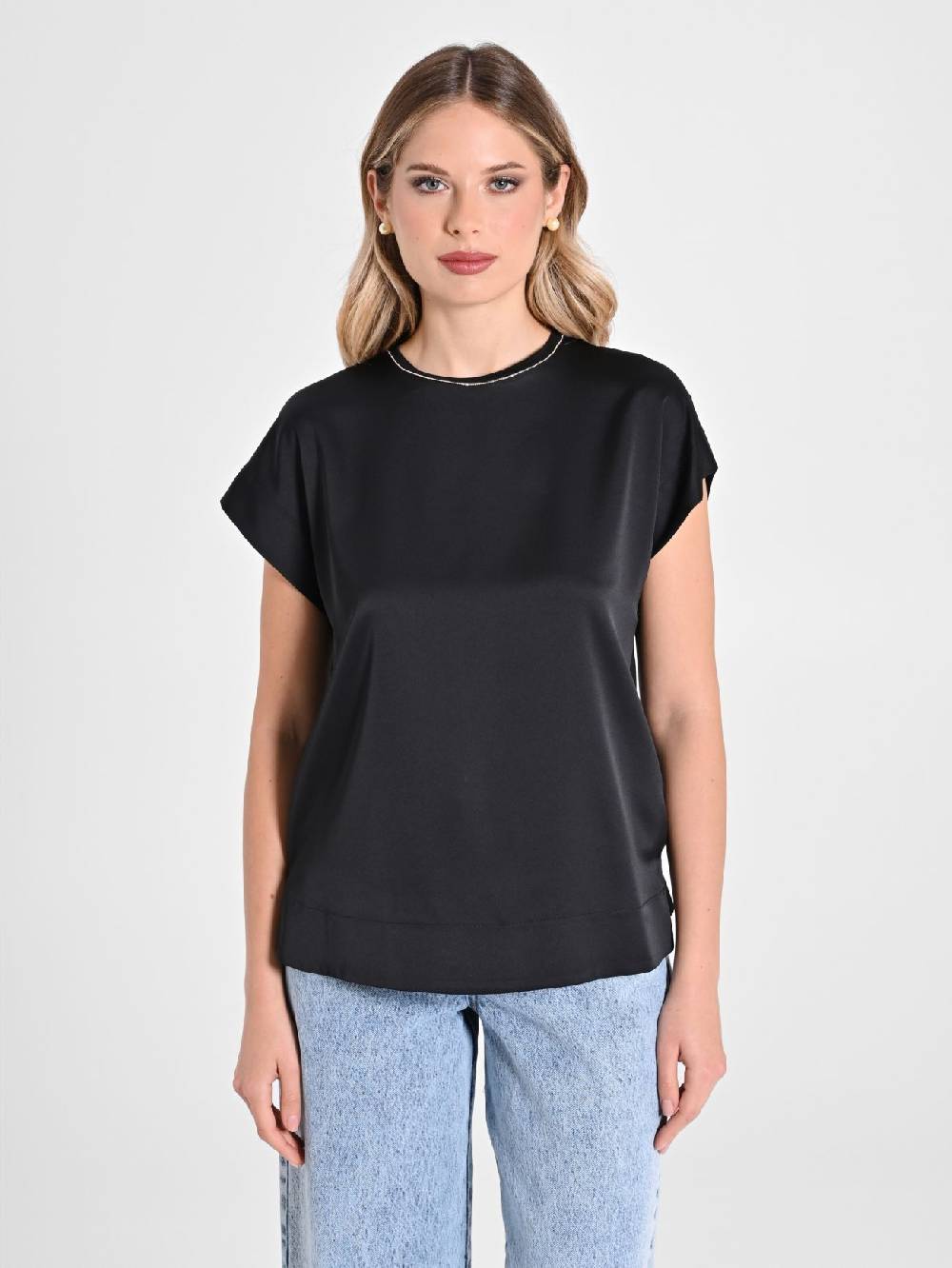 Rinascimento Blusa Envers Satin Nera Sconti questo mese