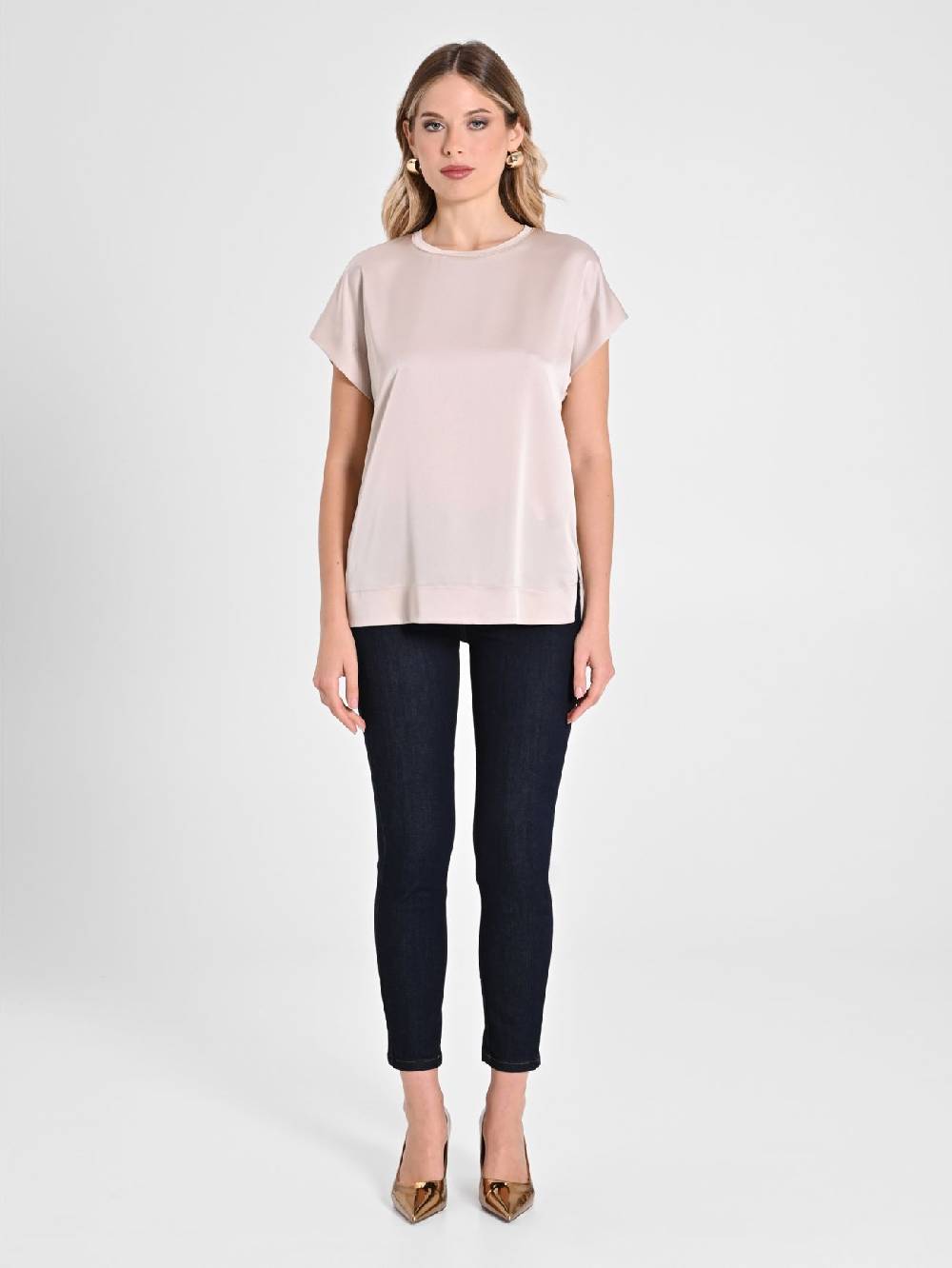 Rinascimento Blusa Envers Satin Beige Italia